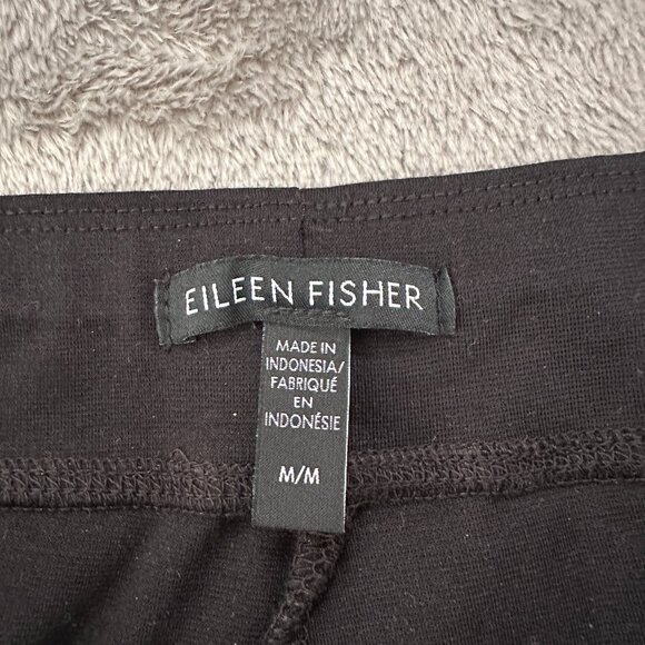 Eileen Fisher Black Organic Cotton Blend Pull On Pants Women's MEDIUM - Picture 2 of 5